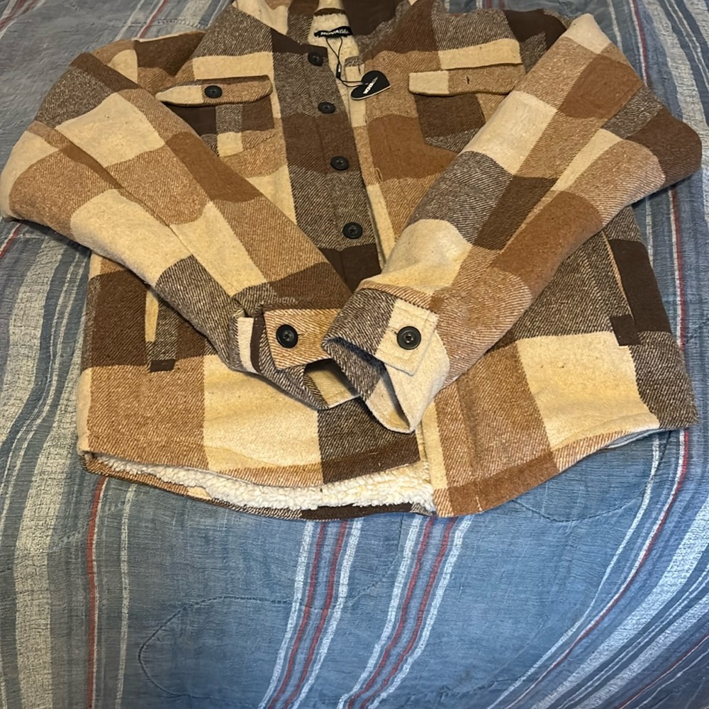 Kids Plaid Jacket - Brown and Tan